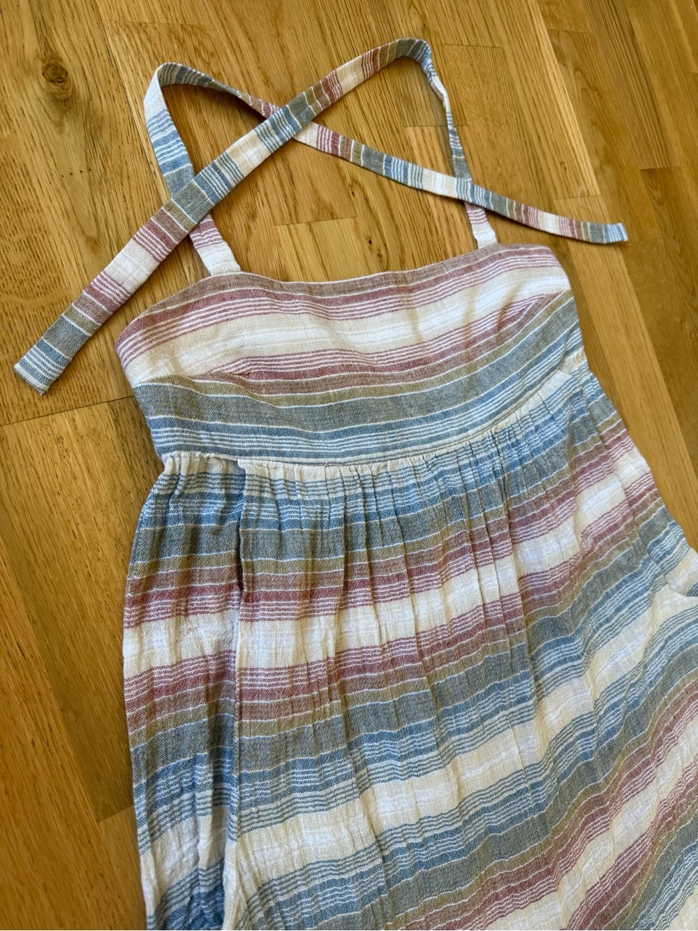 Mara Hoffman Swim Organic Cotton Gauze Striped Wide Leg Jumpsuit Tie Strap S - Picture 10 of 11